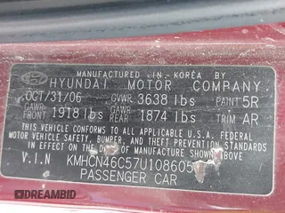 2007 Hyundai Accent GLS with VIN KMHCN46C57U108605, listed as a IAAI auction lot 41932061 with 195,580 mi miles. Bid and sale history available at carsss.com. Image 9.