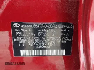 2015 Hyundai Sonata 2.4L SE with VIN 5NPE24AF7FH123641, listed as a IAAI auction lot 42151294 with 98,790 mi miles. Bid and sale history available at carsss.com. Image 9.