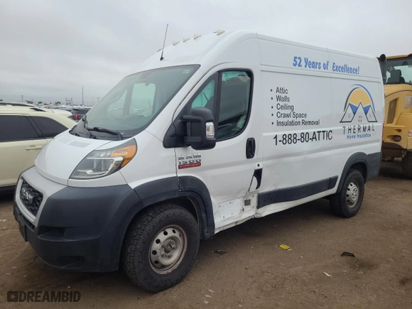 2019 Ram ProMaster Cargo Van with VIN 3C6TRVBG4KE556887, listed as a Copart auction lot 66757814 with 74,814 mi miles and Non Repairable. Bid and sale history available at carsss.com. Image 1.