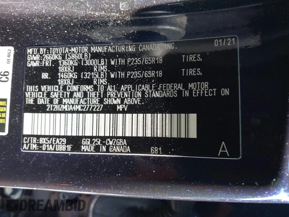 2021 Lexus RX with VIN 2T2HZMDA4MC277227, listed as a IAAI auction lot 41527380 with 52,580 mi miles. Bid and sale history available at carsss.com. Image 9.