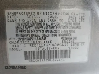2017 Nissan Versa SV z VIN 3N1CN7AP7HL816546, wystawiony jako Copart lot #54452285 z przebiegiem 97 147 mil mil oraz Szkoda całkowita • Salvage title. Historia ofert i sprzedaży dostępna na DreamBid. Obrazek 12.
