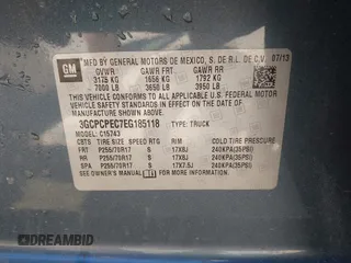 2014 Chevrolet Silverado 1500 Work Truck with VIN 3GCPCPEC7EG185118, listed as a IAAI auction lot 42102260 with 222,442 mi miles. Bid and sale history available at carsss.com. Image 9.