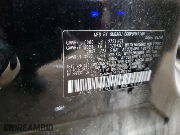 2020 Subaru Ascent Premium с VIN 4S4WMAED5L3472810, выставлен на аукционе Copart как лот 85986334 с пробегом 55 636 миль миль и Списание • Salvage title. История ставок и продаж доступна на DreamBid. Изображение 15.