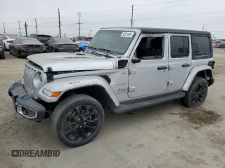 2023 Jeep Wrangler Sahara z VIN 1C4JJXP60PW689291, wystawiony jako Copart lot #58951695 z przebiegiem 9 028 mil mil oraz Szkoda całkowita • Salvage title. Historia ofert i sprzedaży dostępna na DreamBid. Obrazek 1.
