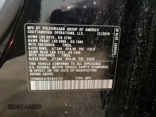 2019 Volkswagen Atlas SEL with VIN 1V2MR2CA1KC624123, listed as a Copart auction lot 50326895 with 89,234 mi miles and Salvage title. Bid and sale history available at DreamBid. Image 13.