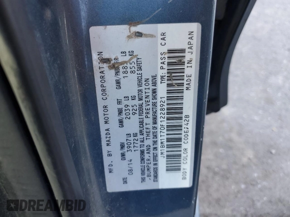 2015 Mazda 3 i SV with VIN JM1BM1T70F1228921, listed as a Copart auction lot 80204274 with 165,845 mi miles and Salvage Title. Bid and sale history available at DreamBid. Image 15.