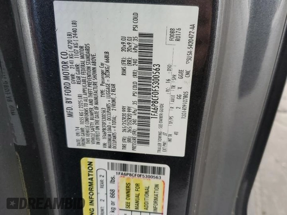 2015 Ford Mustang GT z VIN 1FA6P8CF0F5300563, wystawiony jako Copart lot #51915865 z przebiegiem 123 168 mil mil oraz Szkoda całkowita • Salvage title. Historia ofert i sprzedaży dostępna na DreamBid. Obrazek 12.