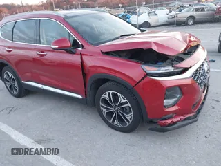 2019 Hyundai Santa Fe Ultimate with VIN 5NMS5CAA4KH105145, listed as a IAAI auction lot 41156214 with 54,796 mi miles and . Bid and sale history available at DreamBid. Image 1.