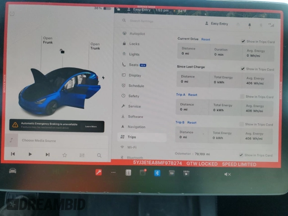 2021 Tesla Model 3 Standard Range Plus z VIN 5YJ3E1EA8MF978274, wystawiony jako Copart lot #53848845 z przebiegiem 79 189 mil mil oraz Szkody całkowita. Historia ofert i sprzedaży dostępna na DreamBid. Obrazek 9.