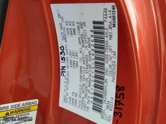 2012 Mitsubishi Eclipse GS Sport with VIN 4A37L2EF6CE002600, listed as a Copart auction lot 42740564 with 0 mi miles and Clean Title. Bid and sale history available at carsss.com. Image 12.