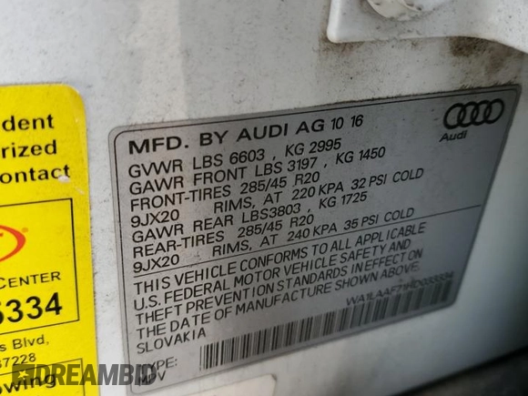 2017 Audi Q7 Premium Plus z VIN WA1LAAF71HD033334, wystawiony jako Copart lot #50545825 z przebiegiem 134 451 mil mil oraz Szkoda całkowita • Salvage title. Historia ofert i sprzedaży dostępna na DreamBid. Obrazek 13.