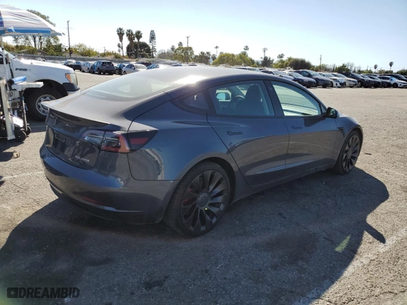 2022 Tesla Model 3 Performance with VIN 5YJ3E1EC6NF231565, listed as a Copart auction lot 46469295 with 13,474 mi miles and Salvage Title. Bid and sale history available at carsss.com. Image 3.