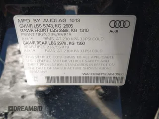 2014 Audi Q5 Premium Plus z VIN WA1CMAFP9EA043906, wystawiony jako IAAI lot #41382488 z przebiegiem 117 677 mil mil oraz . Historia ofert i sprzedaży dostępna na DreamBid. Obrazek 9.