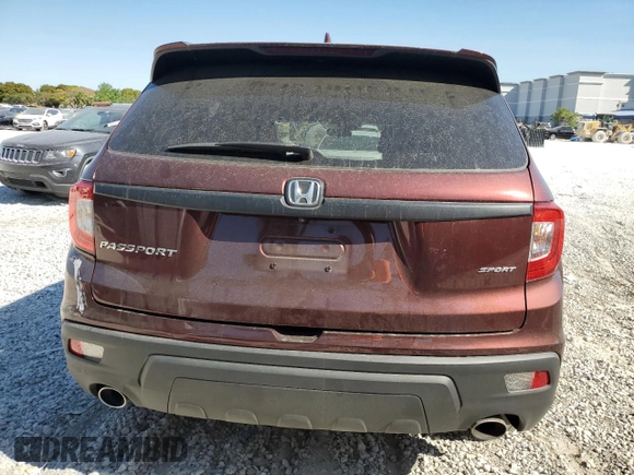 2019 Honda Passport Sport with VIN 5FNYF7H2XKB006263, listed as a Copart auction lot 49761595 with 54,678 mi miles and Non repairable. Bid and sale history available at DreamBid. Image 6.