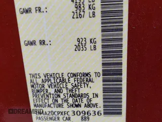 2015 Nissan LEAF SV with VIN 1N4AZ0CPXFC309636, listed as a Copart auction lot 57263473 with 0 mi miles. Bid and sale history available at carsss.com. Image 15.