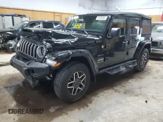 2024 Jeep Wrangler Sahara z VIN 1C4PJXEN1RW348330, wystawiony jako Copart lot #59538605 z przebiegiem 13 462 mil mil oraz Czysty tytuł • Clean title. Historia ofert i sprzedaży dostępna na DreamBid. Obrazek 1.