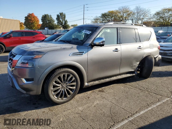 2023 Nissan Armada Platinum with VIN JN8AY2DBXP9834663, listed as a Copart auction lot 76820774 with 17,789 mi miles and Salvage Title. Bid and sale history available at carsss.com. Image 1.
