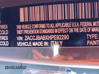 2017 Jeep Renegade Sport z VIN ZACCJBABXHPE92290, wystawiony jako IAAI lot #41209157 z przebiegiem 86 553 mil mil oraz . Historia ofert i sprzedaży dostępna na DreamBid. Obrazek 9.