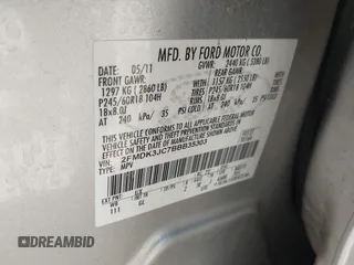 2011 Ford Edge SEL with VIN 2FMDK3JC7BBB35303, listed as a IAAI auction lot 42175466 with 161,517 mi miles and . Bid and sale history available at DreamBid. Image 9.