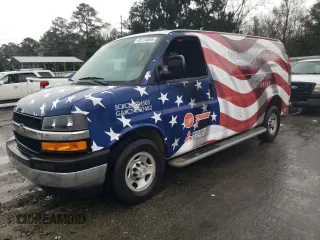 2019 Chevrolet Express Cargo Van with VIN 1GCWGAFG8K1229135, listed as a Copart auction lot 45114855 with 33,244 mi miles and Salvage Title. Bid and sale history available at carsss.com. Image 1.
