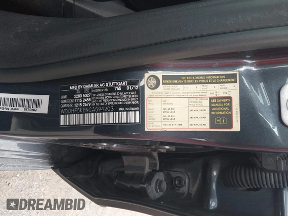2012 Mercedes-Benz E 350 Luxury with VIN WDDHF5KB9CA594203, listed as a IAAI auction lot 42587838 with 190,097 mi miles and . Bid and sale history available at DreamBid. Image 9.