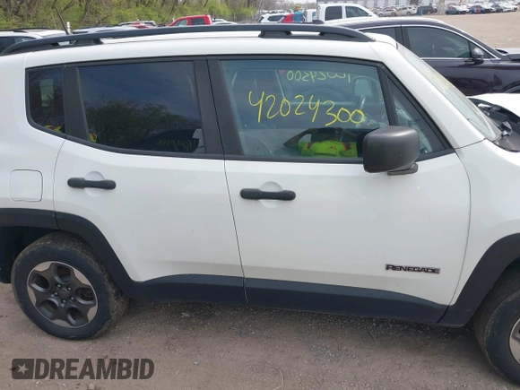 2017 Jeep Renegade Sport with VIN ZACCJBAB4HPG47710, listed as a IAAI auction lot 42024300 with 99,154 mi miles and . Bid and sale history available at carsss.com. Image 13.