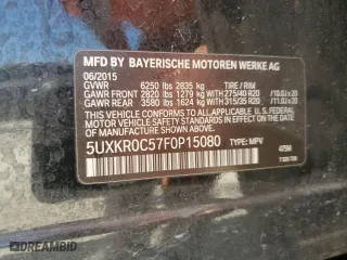 2015 BMW X5 xDrive35i with VIN 5UXKR0C57F0P15080, listed as a Copart auction lot 50720945 with 100,074 mi miles and Salvage Title. Bid and sale history available at carsss.com. Image 16.