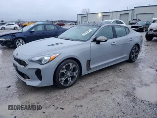 2021 Kia Stinger GT-Line with VIN KNAE15LA0M6091310, listed as a Copart auction lot 43359585 with 47,655 mi miles and Salvage Title. Bid and sale history available at carsss.com. Image 1.