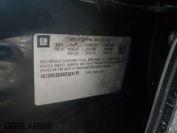 2016 Chevrolet Malibu Premier with VIN 1G1ZH5SXXGF324175, listed as a Copart auction lot 46283895 with 105,063 mi miles and Salvage Title. Bid and sale history available at DreamBid. Image 15.