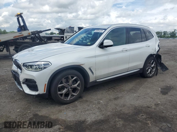 2020 BMW X3 xDrive30i with VIN 5UXTY5C08LLT32459, listed as a Copart auction lot 54904225 with 27,918 mi miles and Salvage Title. Bid and sale history available at DreamBid. Image 1.
