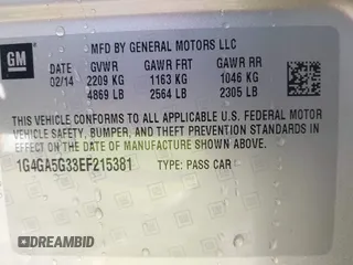 2014 Buick LaCrosse with VIN 1G4GA5G33EF215381, listed as a IAAI auction lot 42092301 with 36,625 mi miles. Bid and sale history available at carsss.com. Image 9.