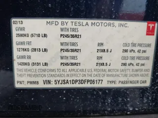 2013 Tesla Model S Performance с VIN 5YJSA1DP3DFP06177, выставлен на аукционе IAAI как лот 42675354 с пробегом 95 143 миль миль и . История ставок и продаж доступна на DreamBid. Изображение 9.