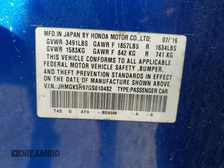 2016 Honda Fit EX-L with VIN JHMGK5H97GS010482, listed as a IAAI auction lot 42545953 with 103,296 mi miles and . Bid and sale history available at DreamBid. Image 9.