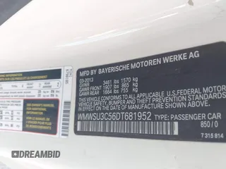 2013 MINI Hardtop with VIN WMWSU3C56DT681952, listed as a IAAI auction lot 42325521 with 124,405 mi miles and . Bid and sale history available at DreamBid. Image 9.