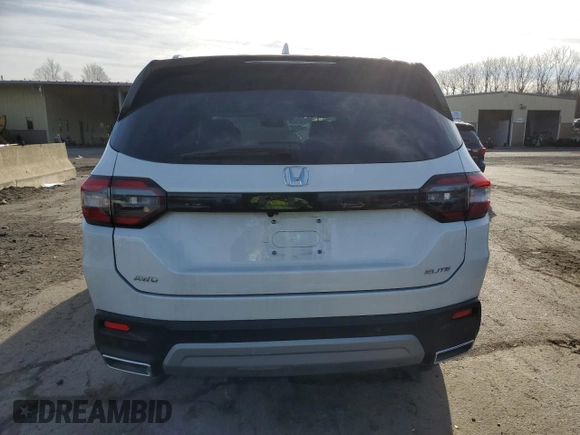 2025 Honda Pilot Elite with VIN 5FNYG1H86SB022085, listed as a Copart auction lot 83866204 with Not Provided miles and Salvage Title. Bid and sale history available at DreamBid. Image 6.