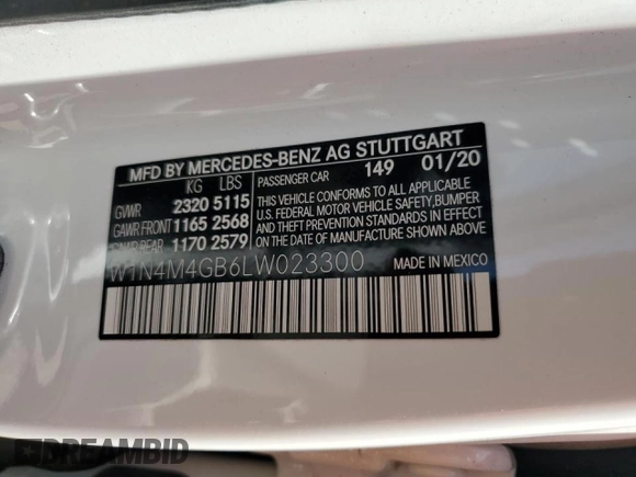 2020 Mercedes-Benz GLB 250 z VIN W1N4M4GB6LW023300, wystawiony jako Copart lot #51155795 z przebiegiem 22 147 mil mil oraz Szkoda całkowita • Salvage title. Historia ofert i sprzedaży dostępna na DreamBid. Obrazek 13.