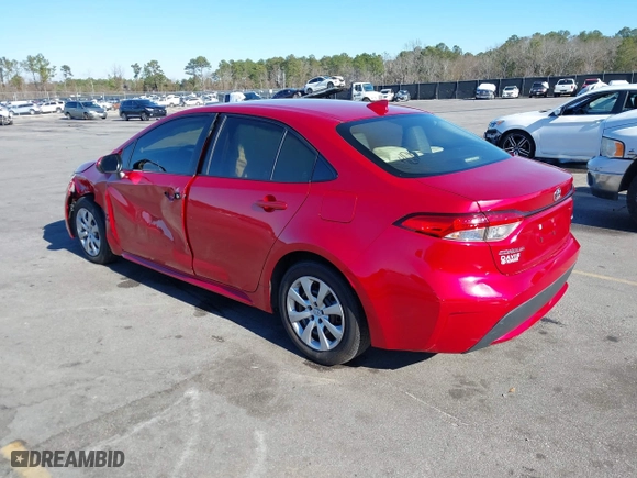 2020 Toyota Corolla LE with VIN JTDEPRAE6LJ009686, listed as a IAAI auction lot 41217057 with 83,311 mi miles. Bid and sale history available at carsss.com. Image 3.