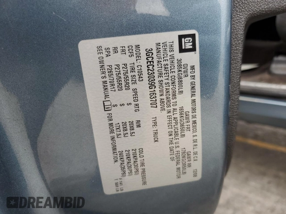 2009 Chevrolet Silverado 1500 LT with VIN 3GCEC23039G163707, listed as a Copart auction lot 55178205 with 259,671 mi miles and Clean Title. Bid and sale history available at DreamBid. Image 12.