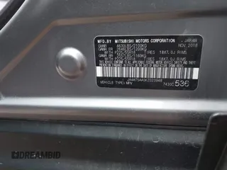 2019 Mitsubishi Eclipse Cross SE с VIN JA4AT5AA0KZ023948, выставлен на аукционе IAAI как лот 41722902 с пробегом Не указан миль и . История ставок и продаж доступна на DreamBid. Изображение 9.