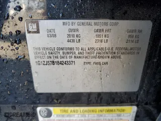 2008 Chevrolet Malibu LT w/2LT with VIN 1G1ZJ57B184243371, listed as a Copart auction lot 46095685 with 0 mi miles and Salvage Title. Bid and sale history available at carsss.com. Image 12.