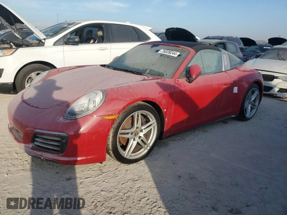 2017 Porsche 911 4 with VIN WP0BA2A99HS132236, listed as a Copart auction lot 76339244 with 0 mi miles and Non Repairable. Bid and sale history available at carsss.com. Image 1.