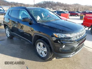 2022 Jeep Compass Latitude with VIN 3C4NJDBB9NT210065, listed as a IAAI auction lot 41744663 with 38,763 mi miles and . Bid and sale history available at DreamBid. Image 1.