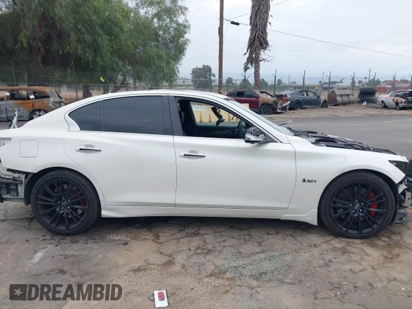 2019 Infiniti Q50 RED SPORT 400 with VIN JN1FV7AP3KM760521, listed as a IAAI auction lot 41469103 with 85,768 mi miles. Bid and sale history available at carsss.com. Image 12.
