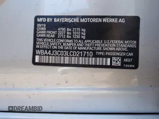 2020 BMW 4 Series 430i xDrive z VIN WBA4J3C03LCD21710, wystawiony jako IAAI lot #41768173 z przebiegiem 53 004 mil mil oraz . Historia ofert i sprzedaży dostępna na DreamBid. Obrazek 8.