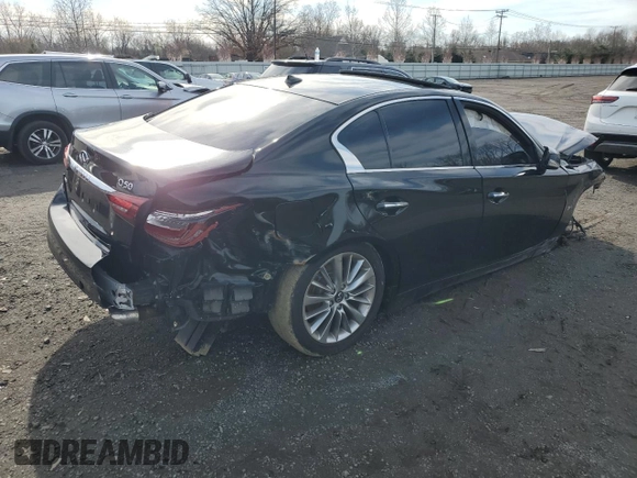 2019 Infiniti Q50 Luxe z VIN JN1EV7AR4KM592160, wystawiony jako Copart lot #52299965 z przebiegiem 99 645 mil mil oraz Czysty tytuł • Clean title. Historia ofert i sprzedaży dostępna na DreamBid. Obrazek 3.