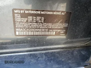 2013 BMW 3 Series 328i с VIN WBA3C1G58DNN93818, выставлен на аукционе Copart как лот 48855045 с пробегом 122 400 миль миль и Списание • Salvage title. История ставок и продаж доступна на DreamBid. Изображение 12.