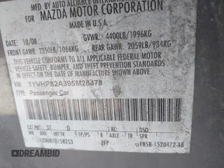 2009 Mazda 6 i Touring with VIN 1YVHP82A395M28478, listed as a IAAI auction lot 41299225 with 235,441 mi miles and . Bid and sale history available at carsss.com. Image 9.
