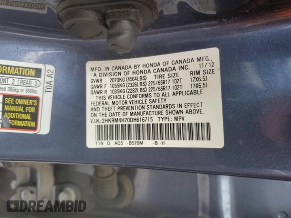 2013 Honda CR-V EX-L with VIN 2HKRM4H70DH616715, listed as a Copart auction lot 44739095 with 150,403 mi miles and Salvage Title. Bid and sale history available at carsss.com. Image 15.