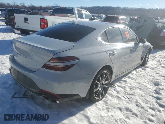 2022 Genesis G70 2.0T with VIN KMTG34TA9NU098058, listed as a Copart auction lot 88098465 with 0 mi miles and Salvage Title. Bid and sale history available at carsss.com. Image 3.