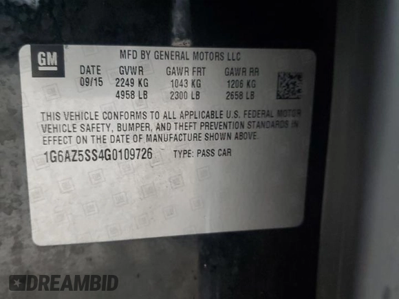 2016 Cadillac CTS with VIN 1G6AZ5SS4G0109726, listed as a Copart auction lot 79186604 with 99,540 mi miles and Salvage Title. Bid and sale history available at DreamBid. Image 13.